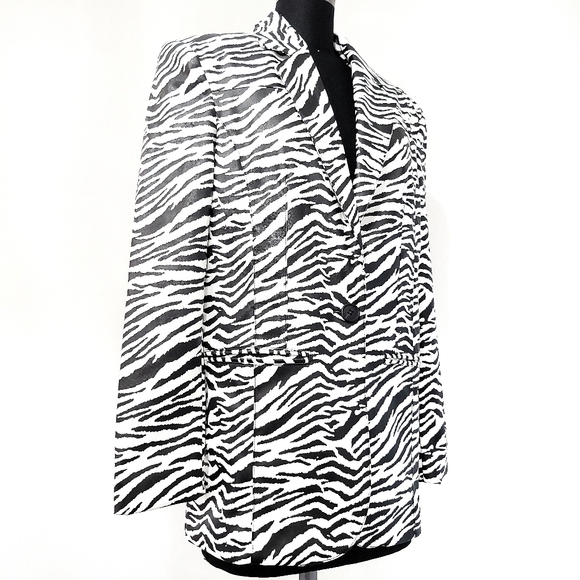 Free People x Ronny Kobo Zebra Faux Leather Oversized Blazer Skirt Set - Picture 7 of 16